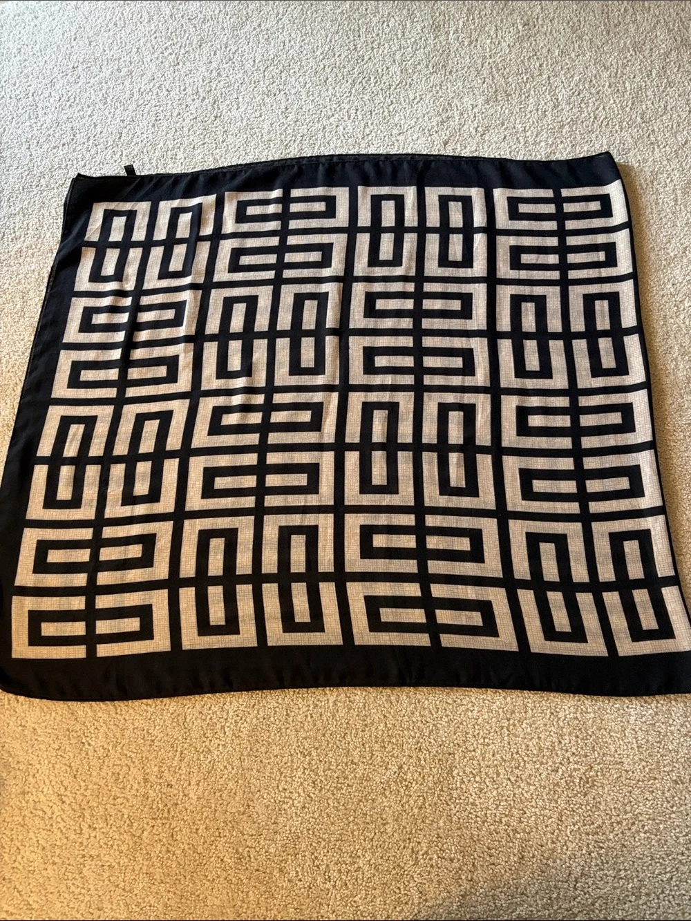 Finizo Asymmetrical Black and Cream Geometric Women’s Scarf or Shawl